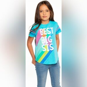 Chaser Toddler Girl Best Big Sis Vintage Jersey S/S Shirttail Tee Size 4